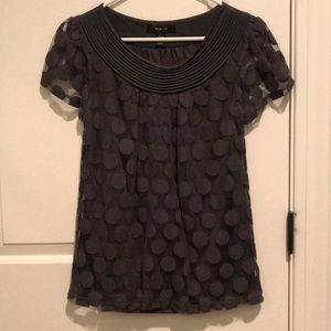 Polka dotted lace gray top